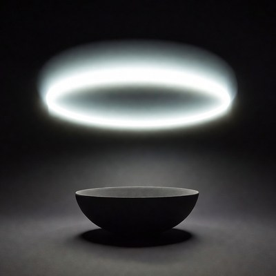 Light and bowl in dark setting