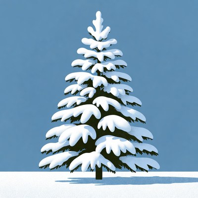 Snowy tree in winter setting