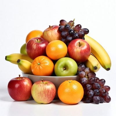 Colorful fruit bowl with variety of fruits