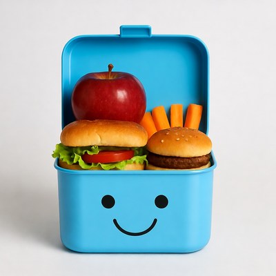 Healthy lunch box with snacks