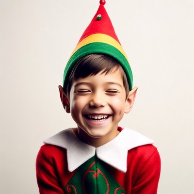 Happy child dressed as elf
