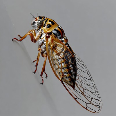 Large cicada on gray surface