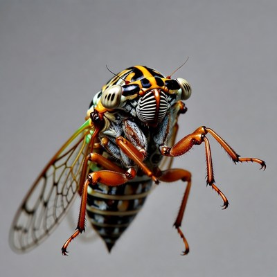 Close view of a colorful cicada