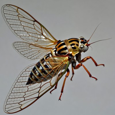 Cicada in flight close-up image