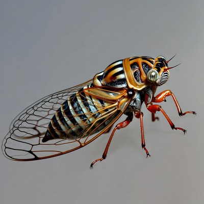 Cicada with detailed features displayed
