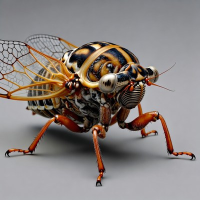 Close-up of a detailed cicada