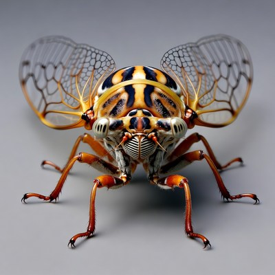 Insect with colorful wings and details