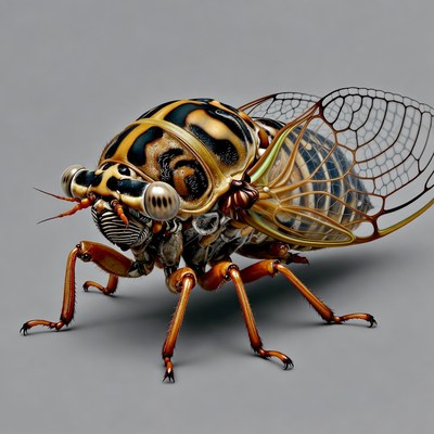 Detailed close-up of a cicada