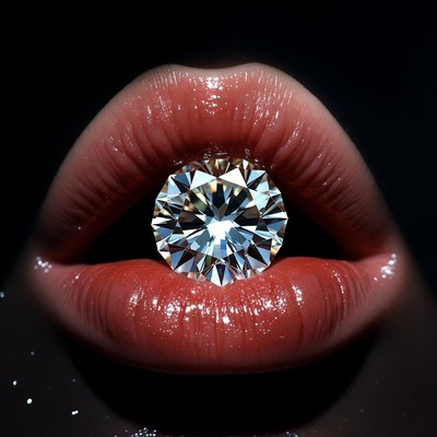 Diamond held between lips