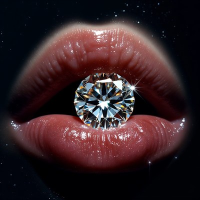 Diamond held between lips
