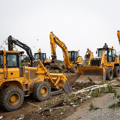 Construction equipment working on site