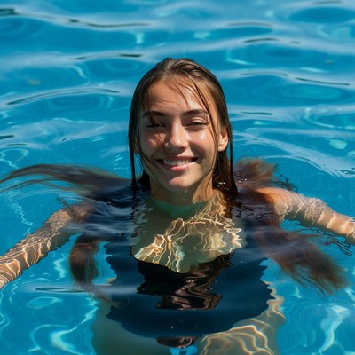 Swimmer enjoying water activity in pool