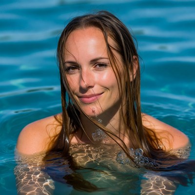 Woman swimming in pool water