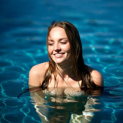 Woman enjoying a swim in water