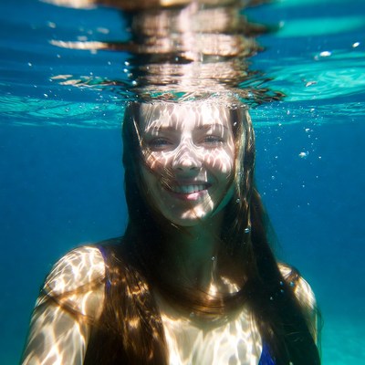 Underwater smile in clear water
