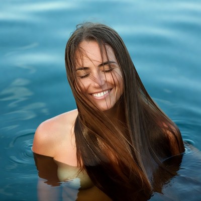 Woman smiling in water during daytime