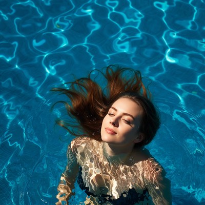 Young woman floating in pool