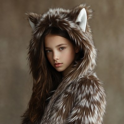 Girl in furry animal hood
