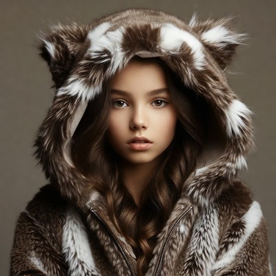 Girl in furry hooded coat