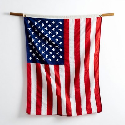 Us flag hanging on wall