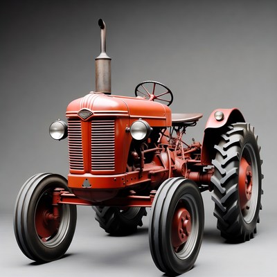 Vintage tractor on display in studio