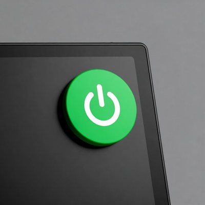 Green power button on a device