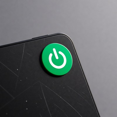 Green power button on device surface