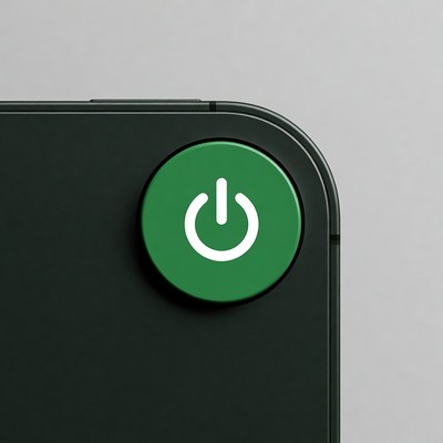 Power button on device close up