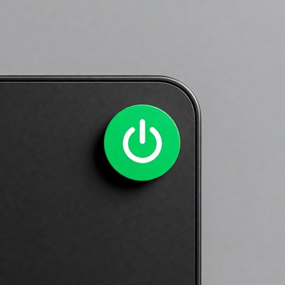 Green power button on device