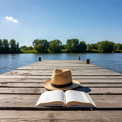 Reading on the dock by the river