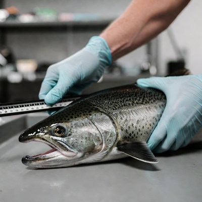 Measuring fish in a lab setting