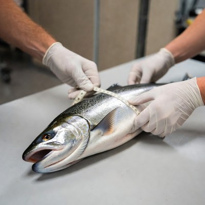 Measuring fish in a laboratory setting