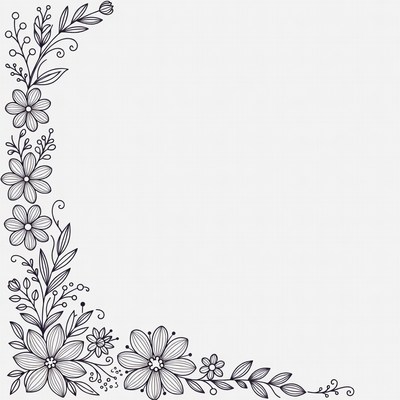 Floral design in black outline