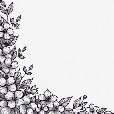 Flower corner design with leaves