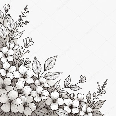 Floral design in black and white