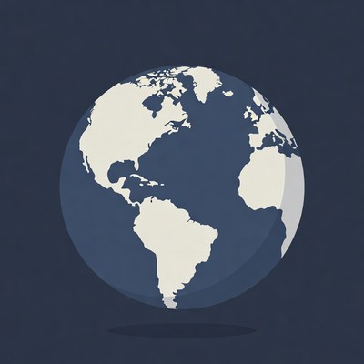 Globe showing continents and oceans