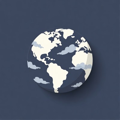 Earth globe with clouds and ocean