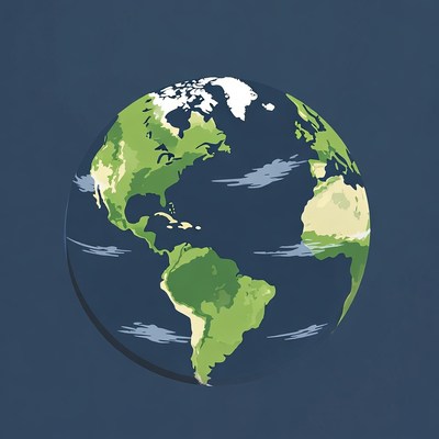 Earth globe illustration with land and water