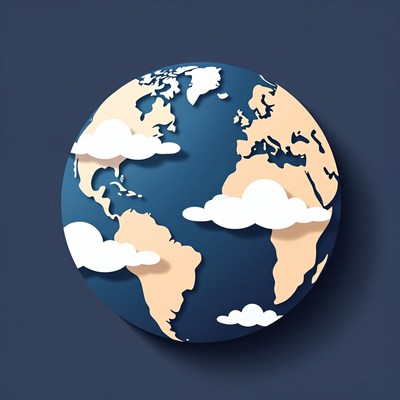 3d globe with clouds displayed on dark background