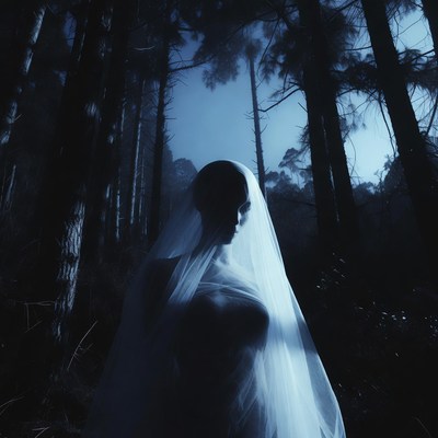 Figure in woods at night