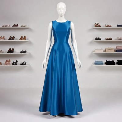 Stylish blue dress on display