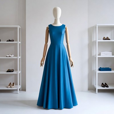 Stylish blue dress on display