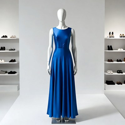 Elegant blue dress in display