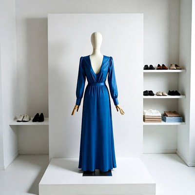 Blue dress display in store