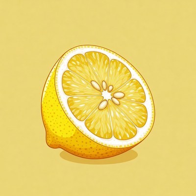 Cut lemon on yellow background