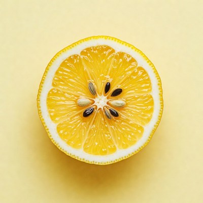 Lemon cut in half on yellow background