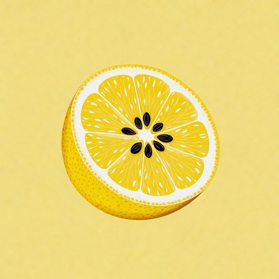 Bright lemon slice on plain background