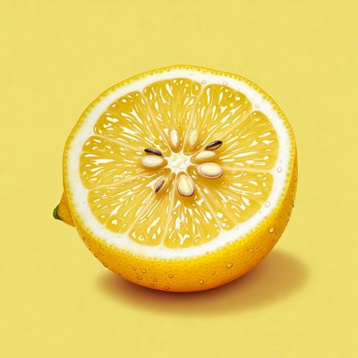 Fresh lemon on yellow background