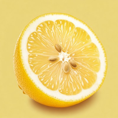 Yellow lemon cut in half