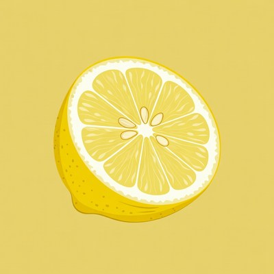 Lemon half on yellow background